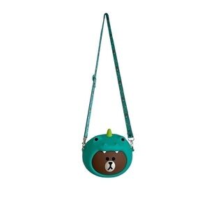 Q Uncle Line Friends Dino Brown Silicone Crossbody Purse